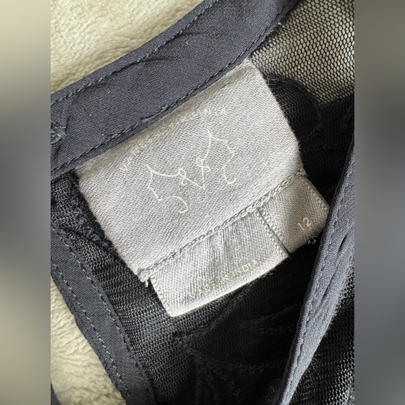 Anthropologie Sheer Lace Blouse Dark Blue/Black Size 12 Large Vanessa Virginia - Picture 5 of 13